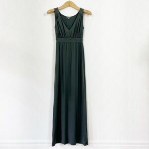 Lilla P Sleeveless Green Pima Cotton Modal Blend V-Neck Maxi Dress Size Small